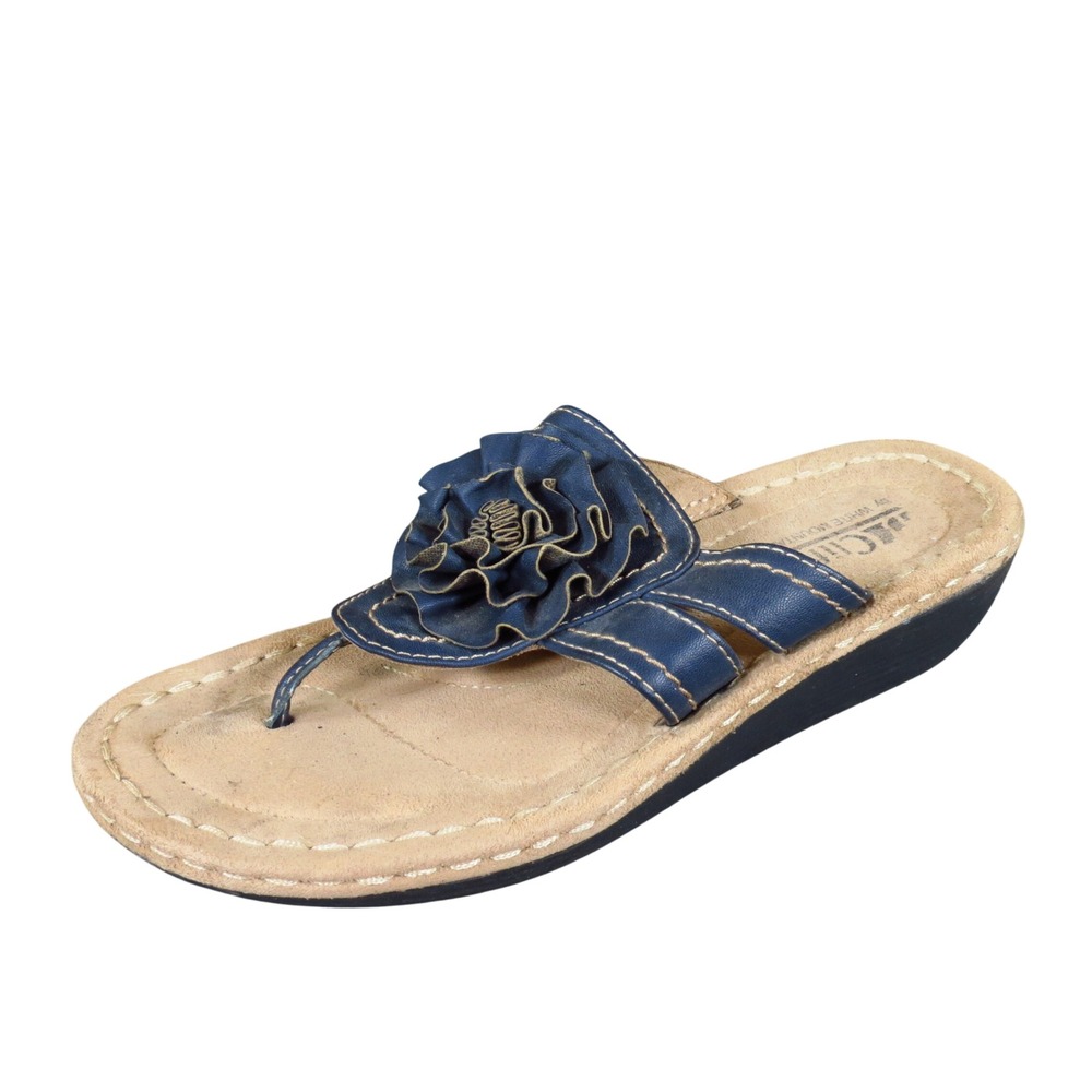 Cliffs by White Mountain Charter Womens Thong Sandal 6.5 Summer Navy Blue Floral